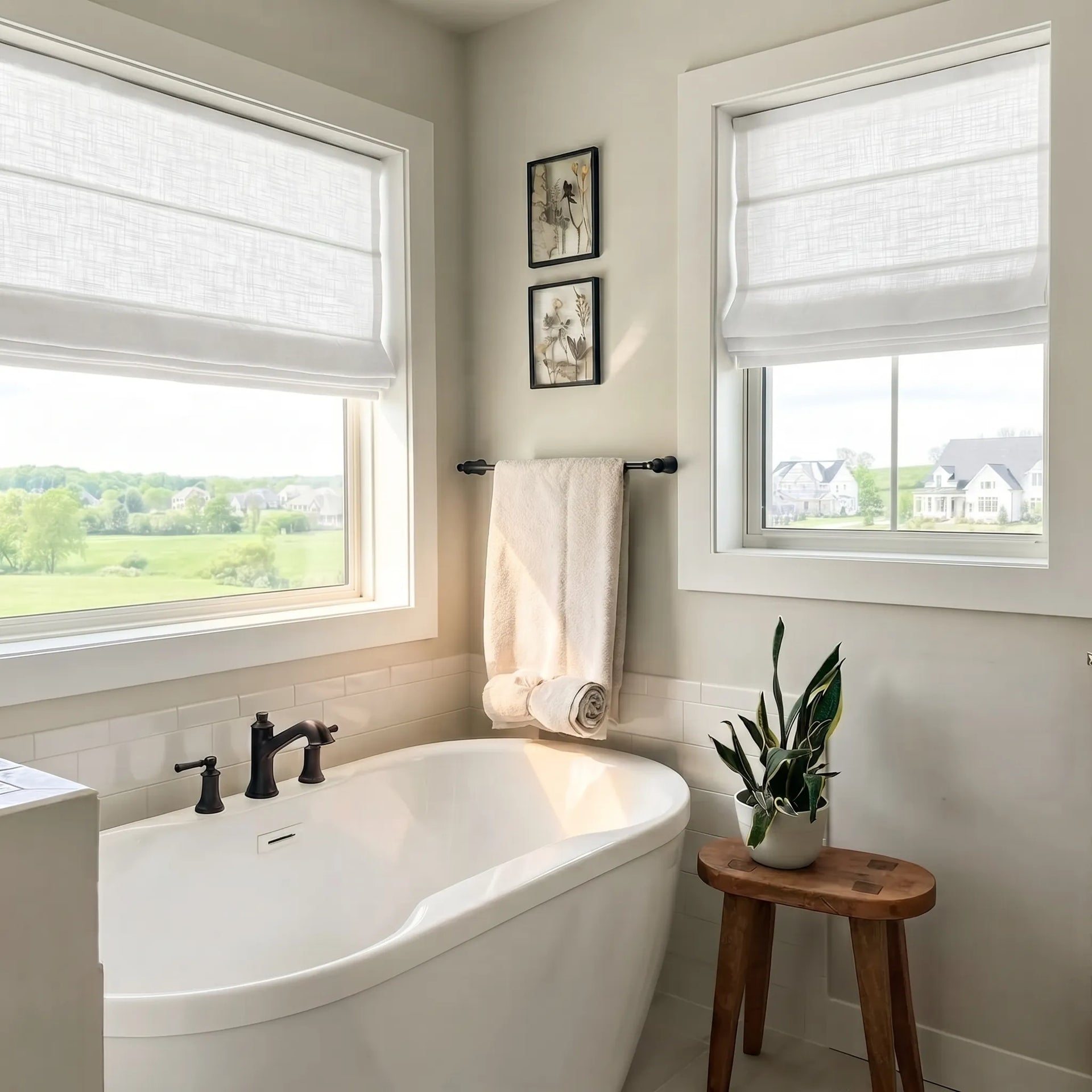 Serene Custom Light Filtering Linen Roman Shades Cordless| USCurtains