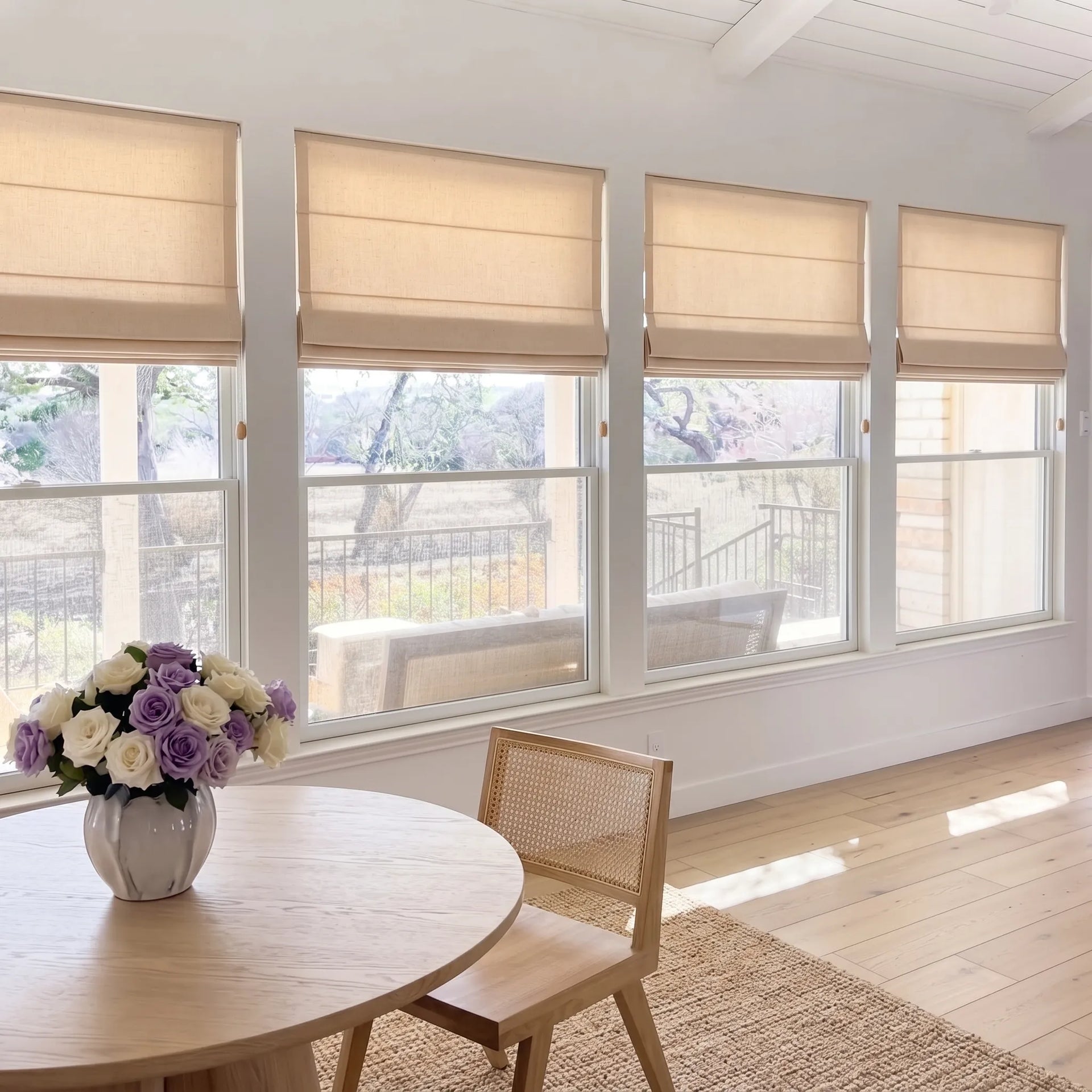 Serene Custom Light Filtering Linen Roman Shades Cordless| USCurtains