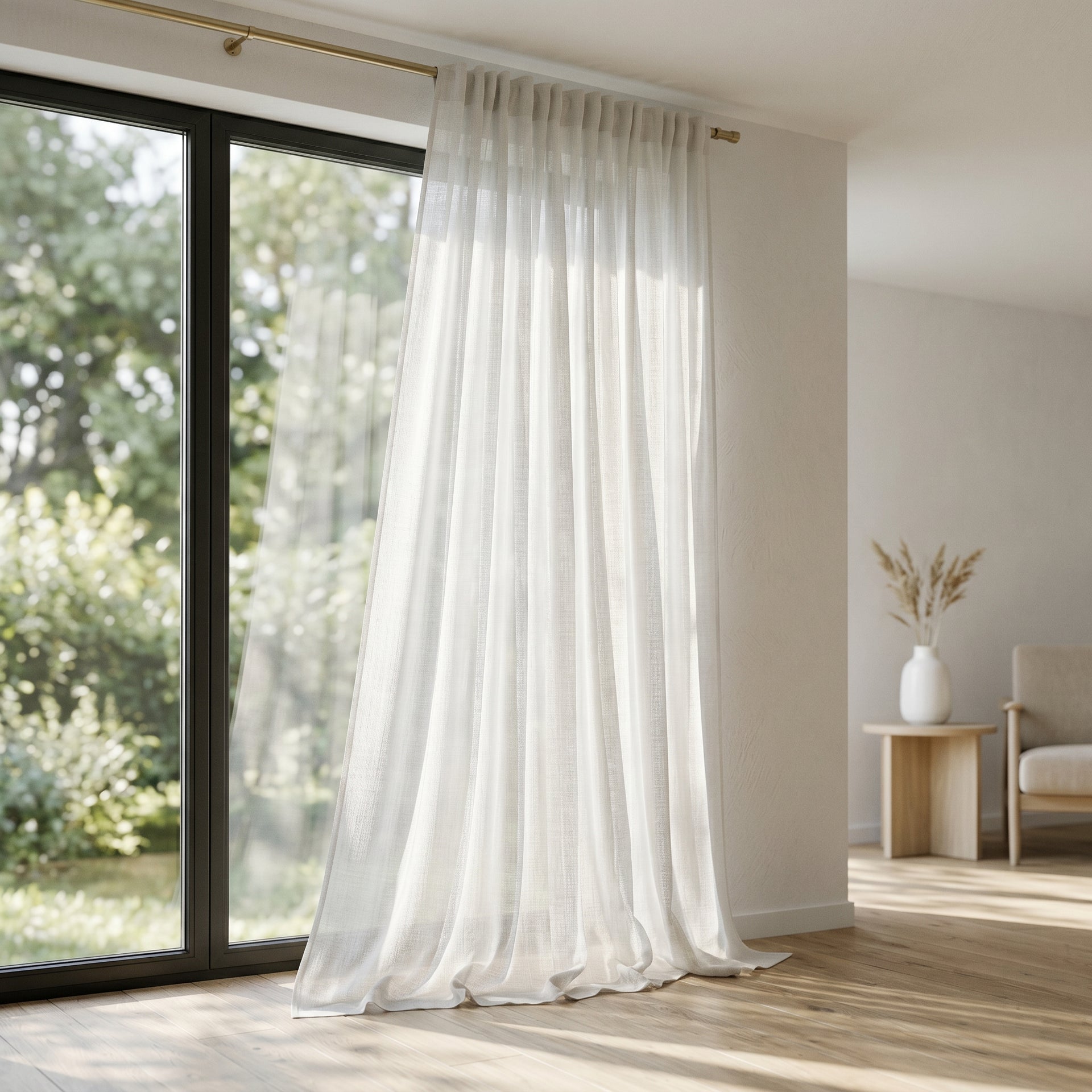 Lyarn Custom Linen Look Sheer Pleated Drapery | USCurtains
