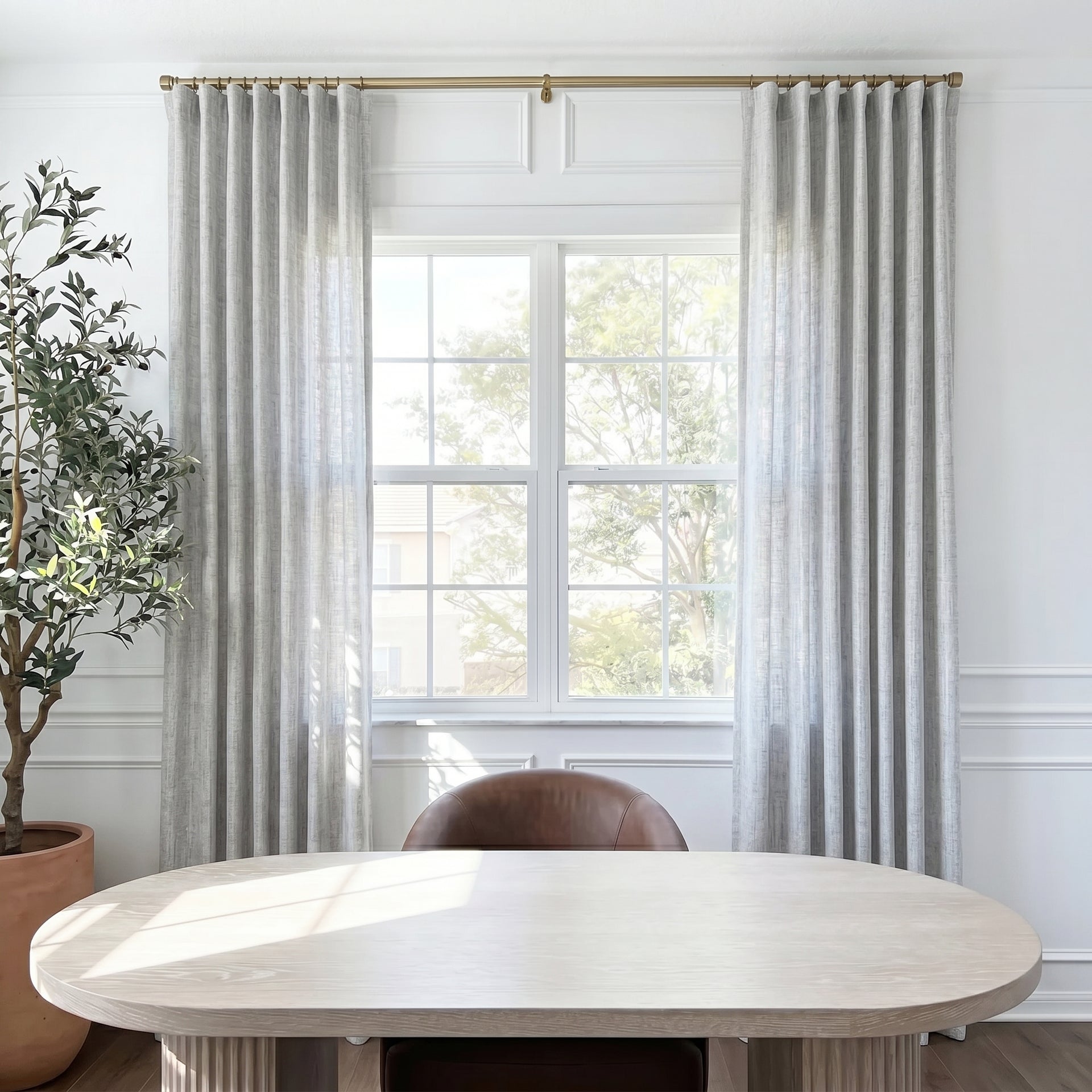 Lyarn Custom Linen Look Sheer Pleated Drapery | USCurtains