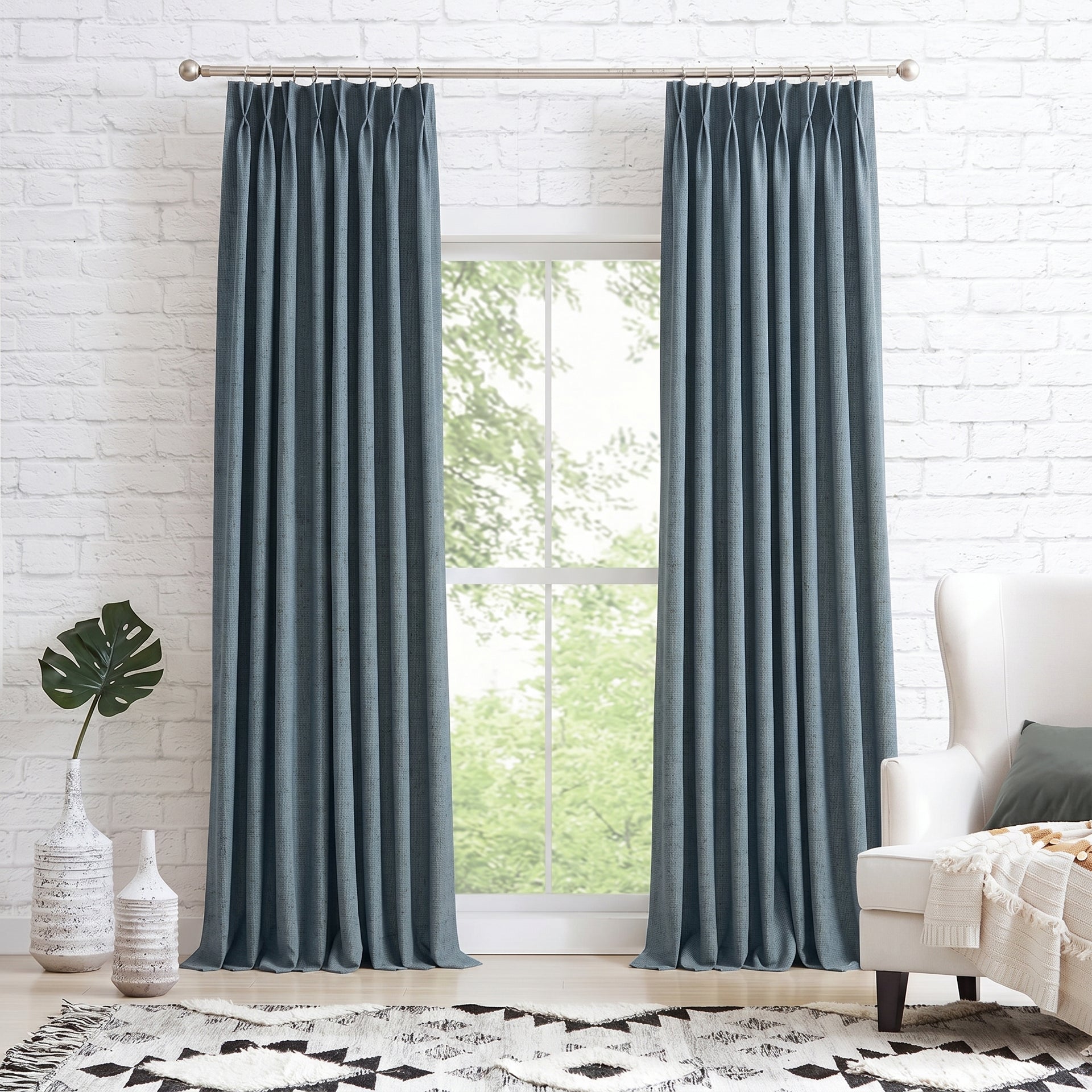 Untamed Custom Blackout Linen Window Pleated Drapery | USCurtains