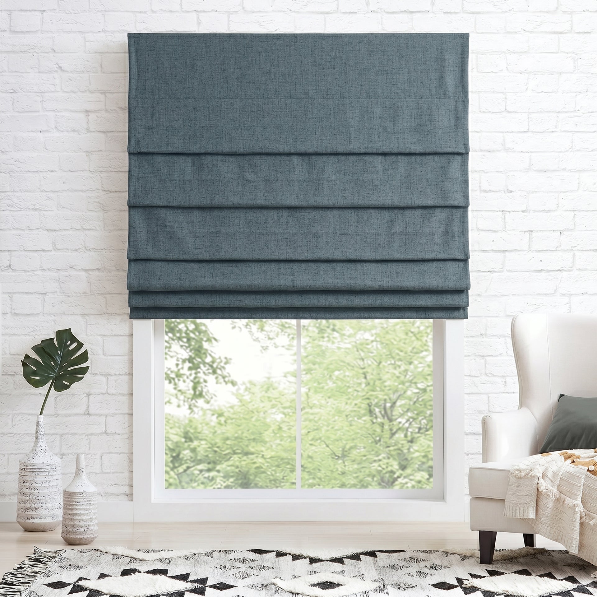 Untamed Custom Blackout Linen Roman Shades – Cordless & Custom Made | USCurtains