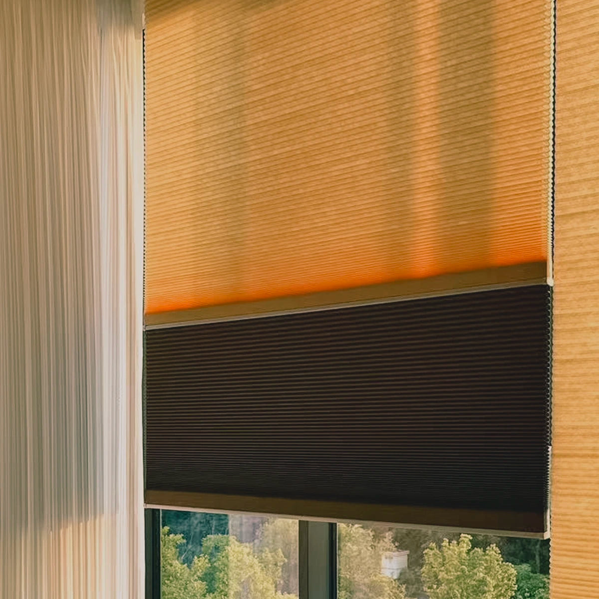 Sunset Ombre Day-Night Blackout Cellular Shades Cordless | USCurtains
