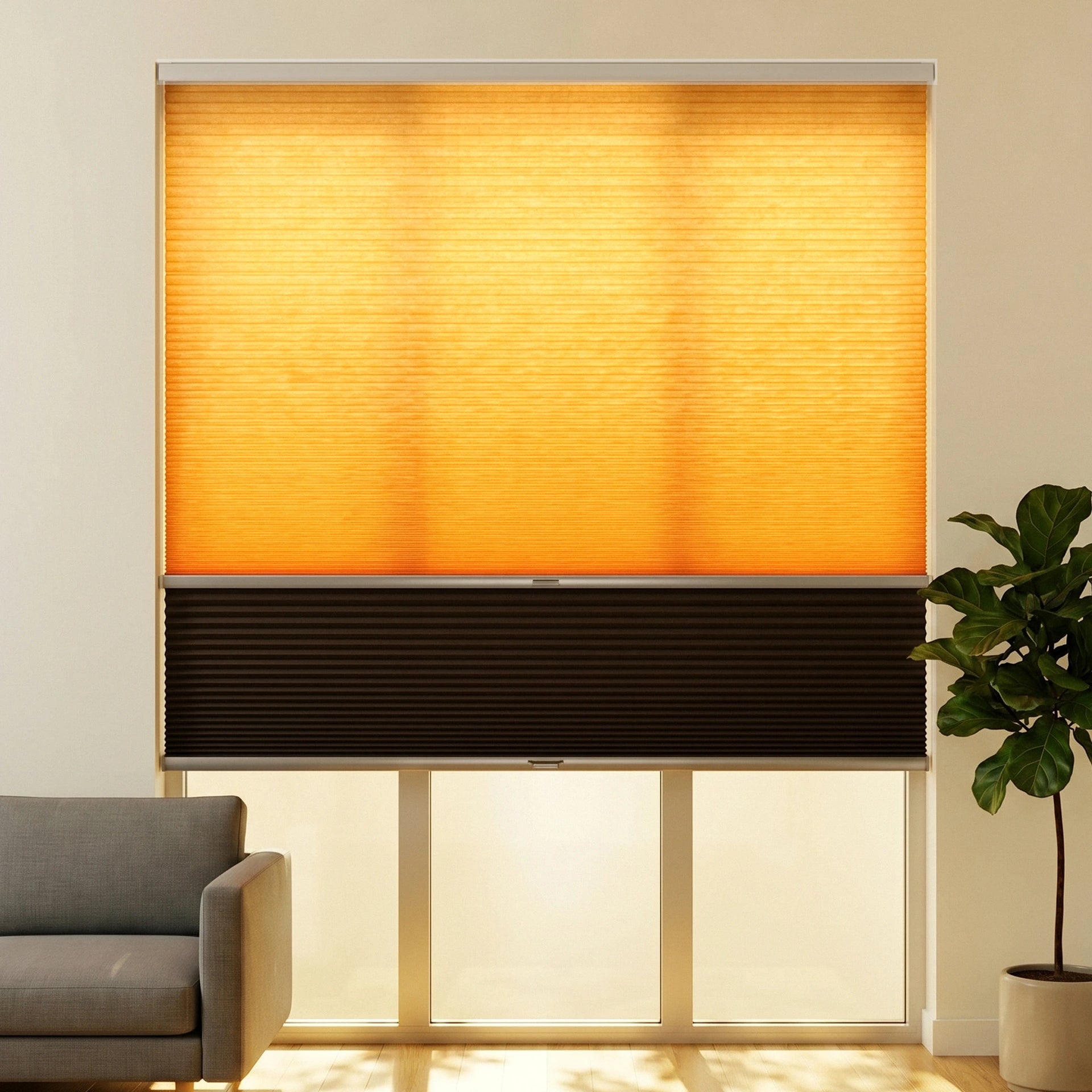 Sunset Ombre Day-Night Blackout Cellular Shades Cordless | USCurtains