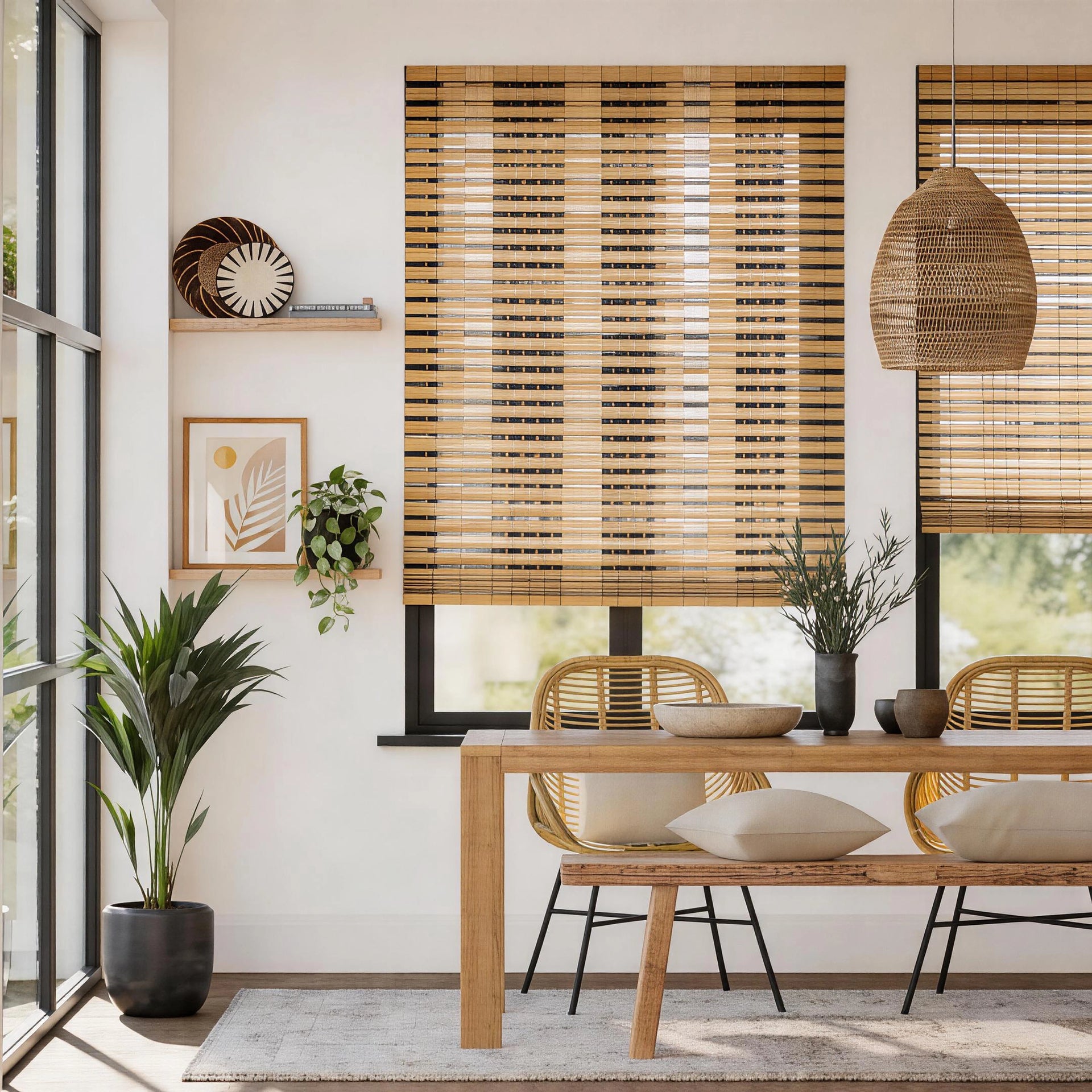 Chunky Weave Custom Bamboo Woven Roman Shade | USCurtains
