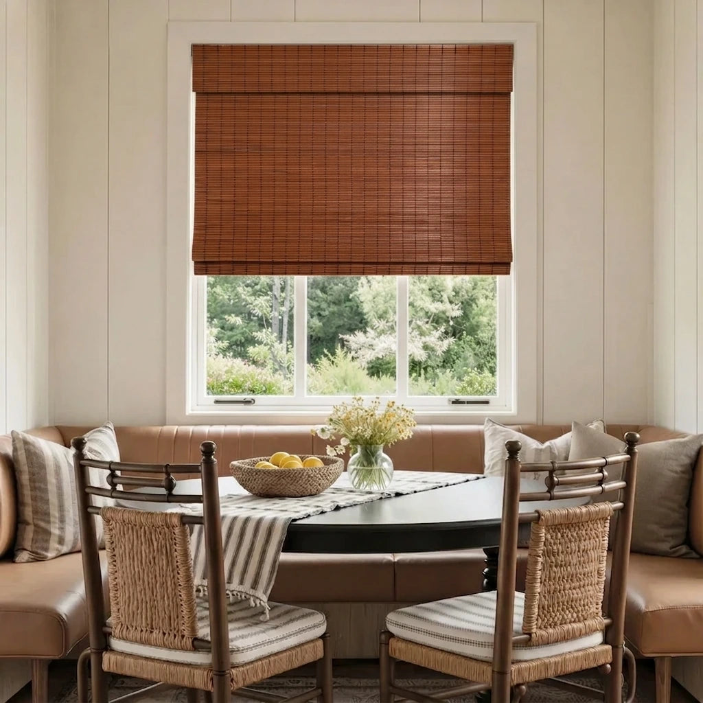 Chunky Weave Custom Bamboo Woven Roman Shade | USCurtains
