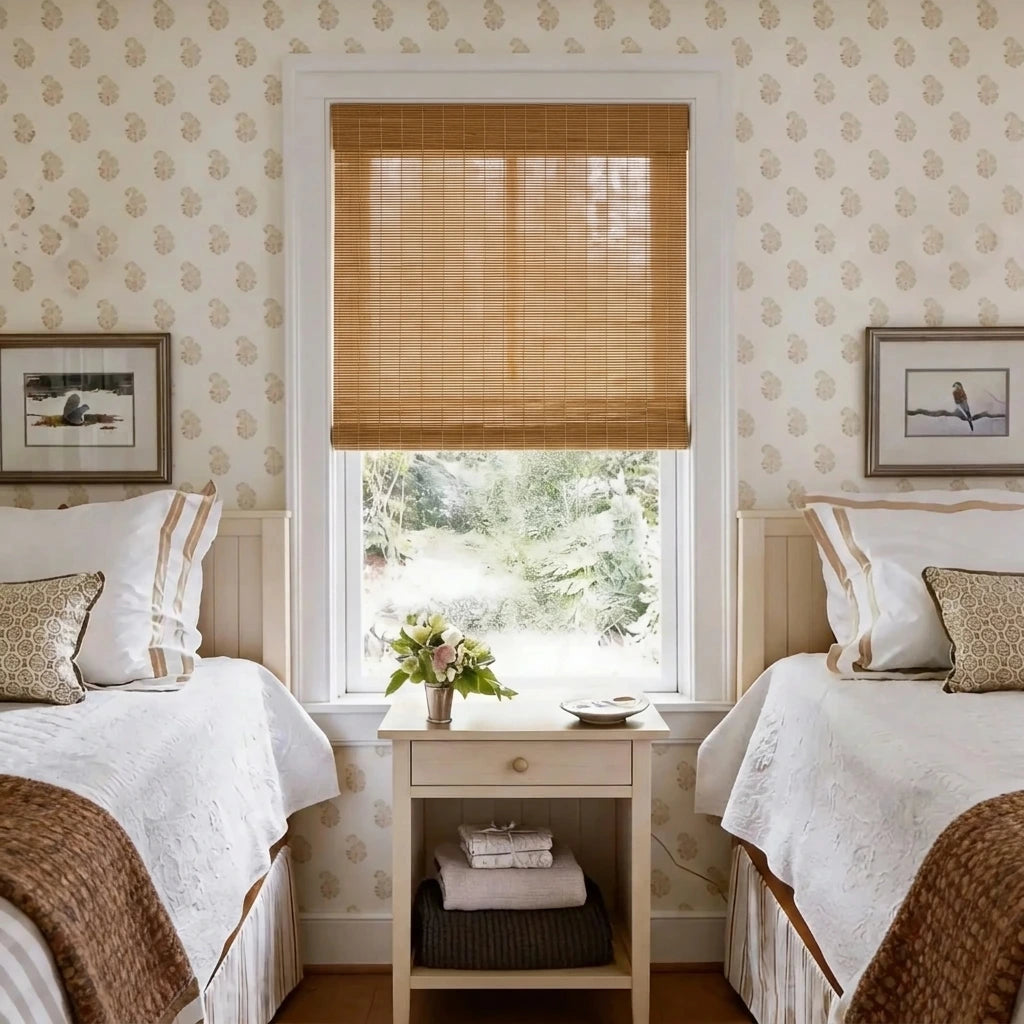 Natural Custom Bamboo Woven Roman Shades | USCurtains