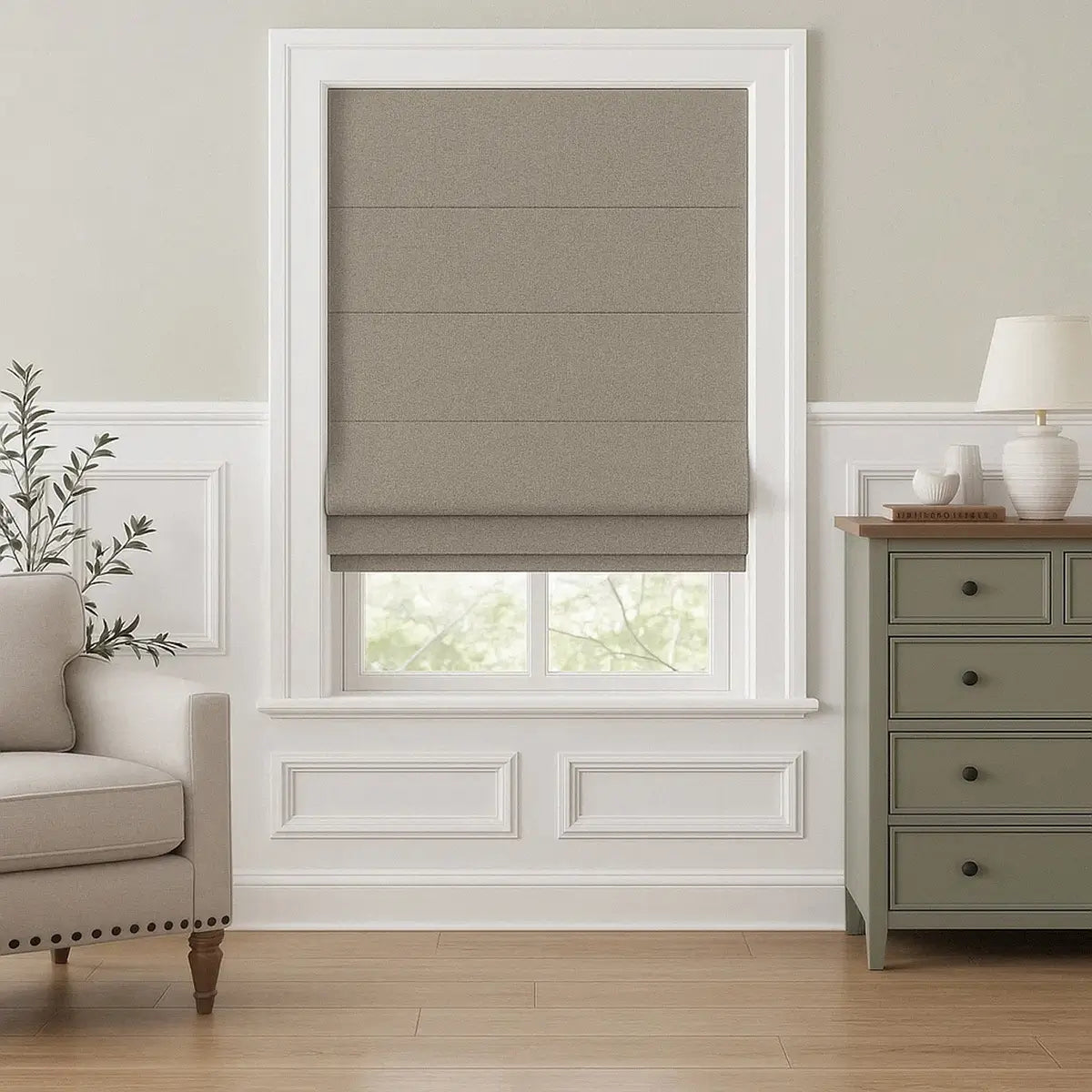Natural Blackout Linen Roman Shades – Corded or Cordless, Custom Sizes