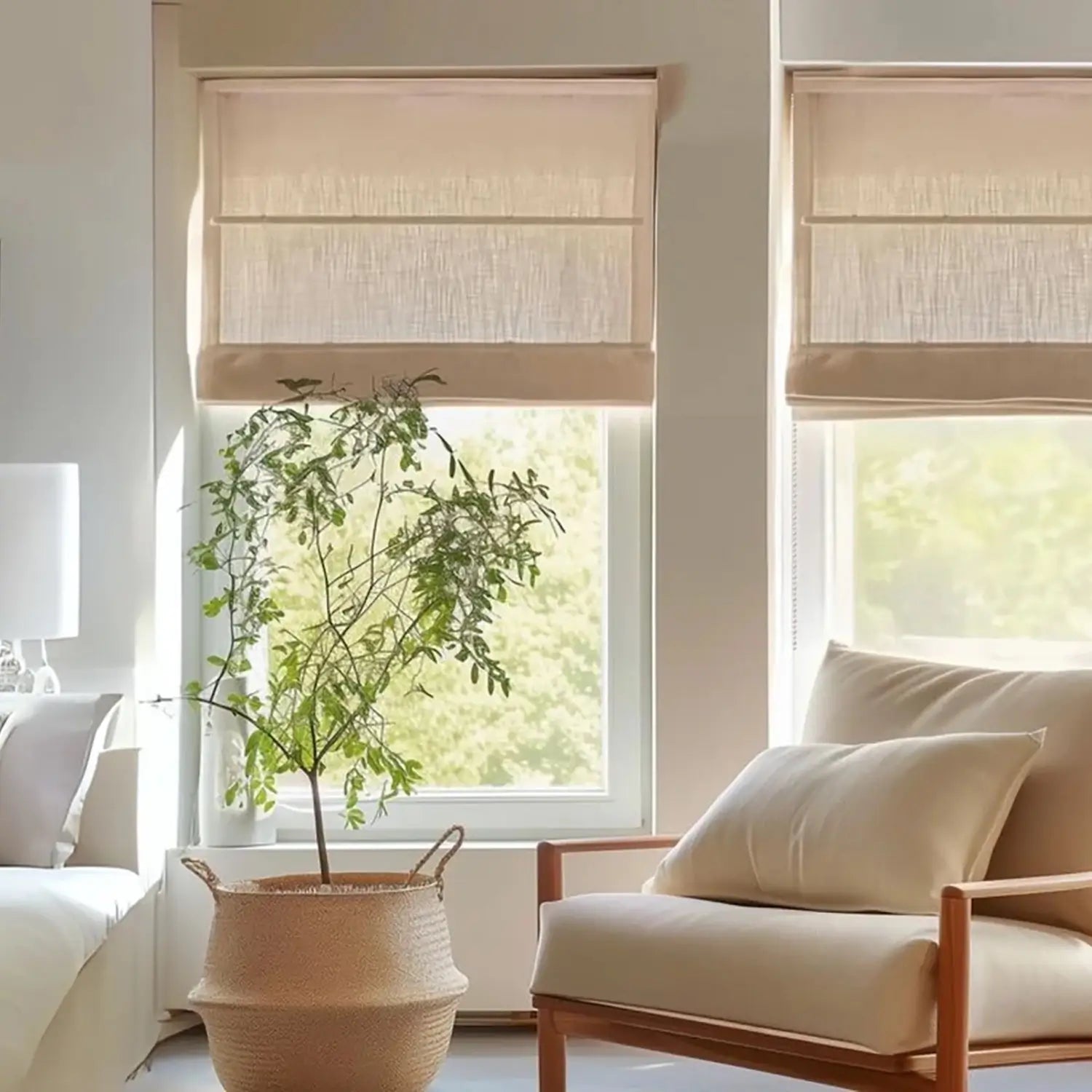Haven Custom Blackout Linen Roman Shades