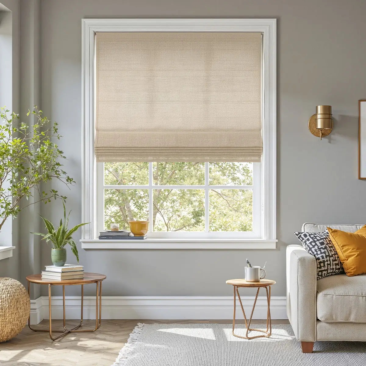 Haven Custom Blackout Linen Roman Shades