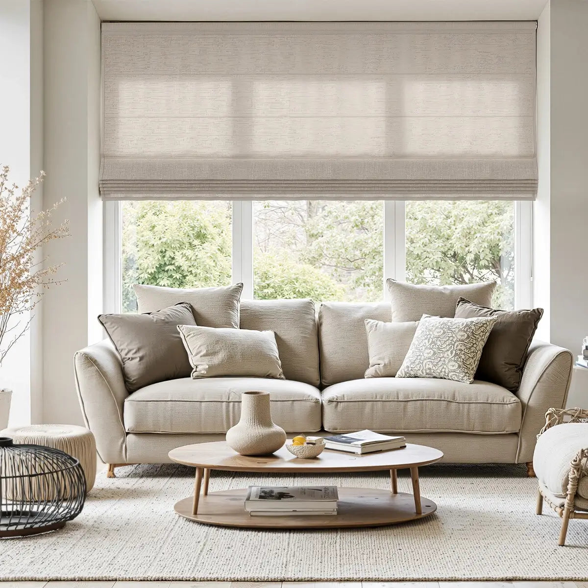 Breeze Custom 260gsm Blackout Roman Shades – Cordless & Corded Options