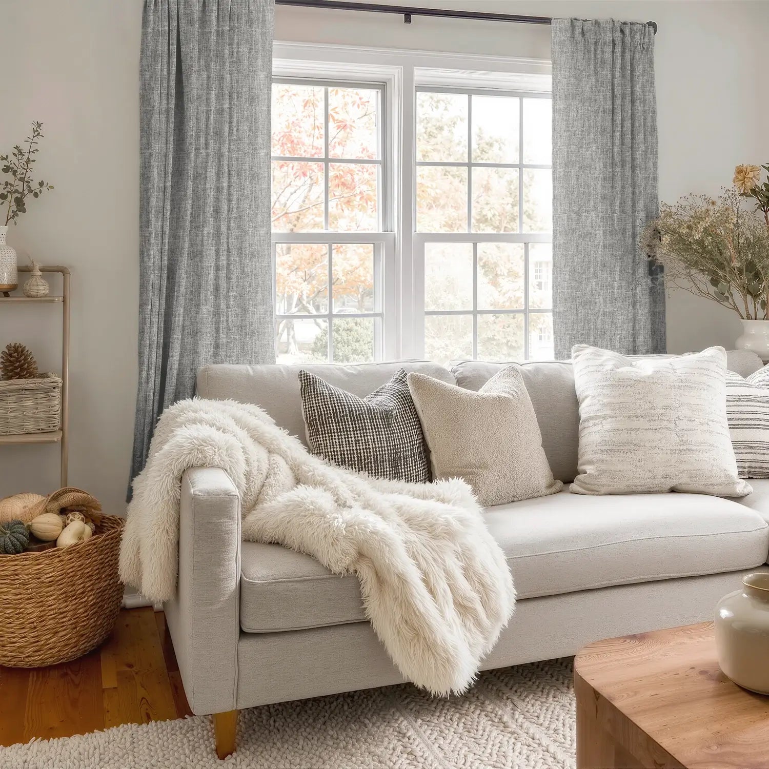 Terra Custom Blackout Pleated Linen Drapery – Pinch Pleat Curtains