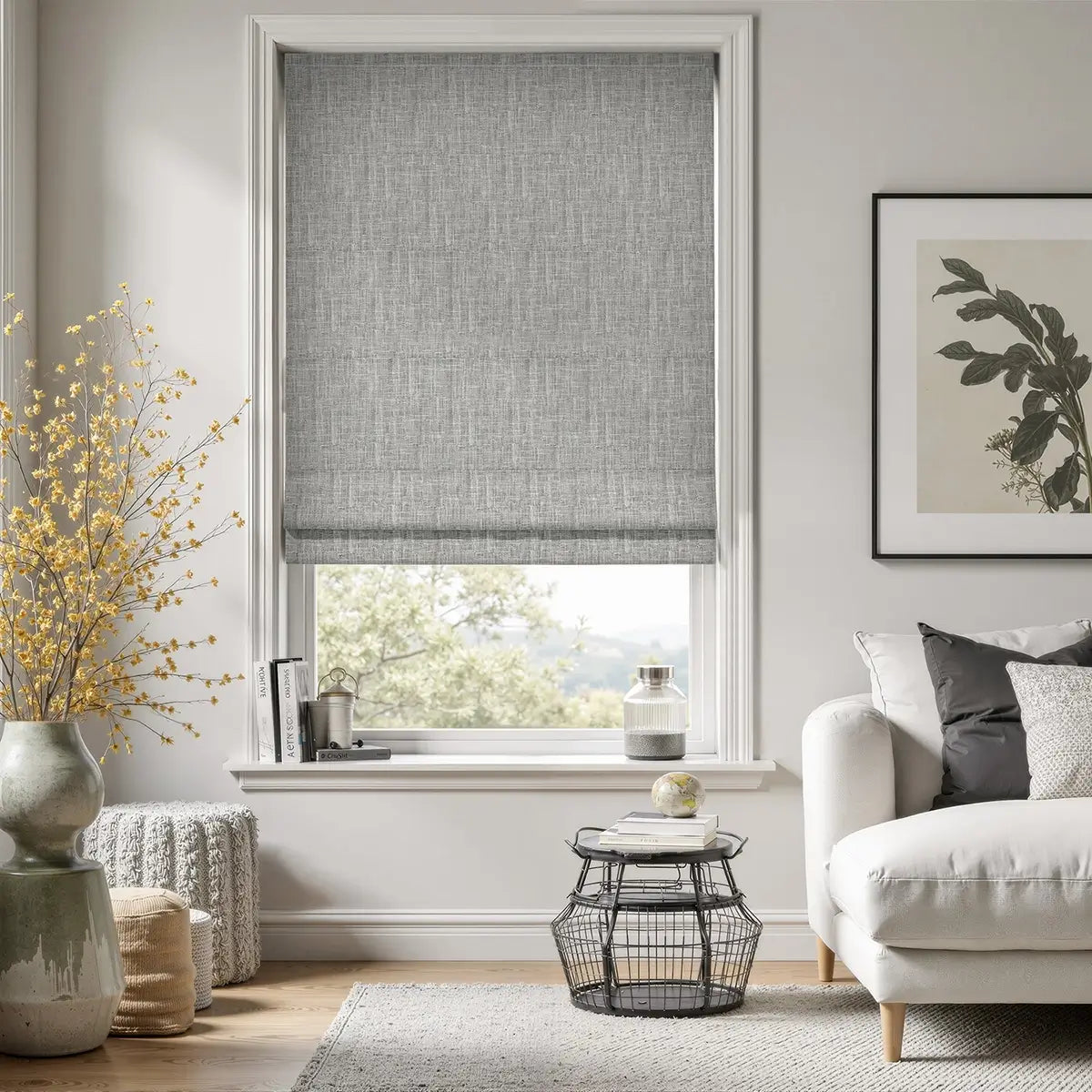 Terra Custom 100% Blackout Linen Roman Shades