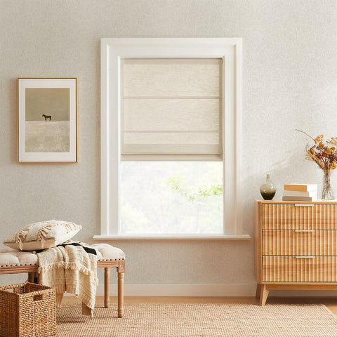 Custom 100% Blackout Linen Roman Shades