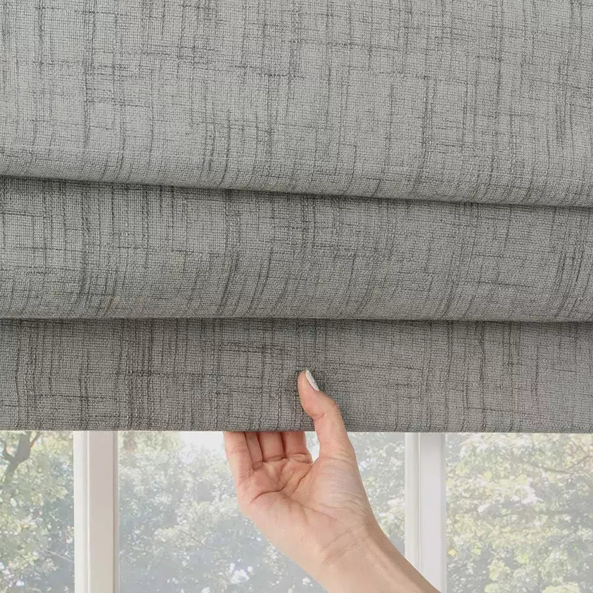Terra Custom 100% Blackout Linen Roman Shades